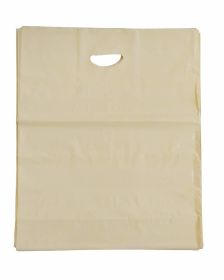 Pack of 500 Ivory Shopping Bags with Die Cut Handle 16 x 11 x 7 Thickness 2 Mil. Bottom Gussset. Low Density Polyethylene Bags 16x11x7 Retail Plastic