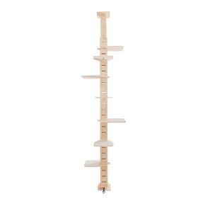 9' Adjustable Height Floor-to-Ceiling Cat Tree, Multi-Level Cat Vertical Cat Condo, Cat Climbing Frame Activity Center with Perching Shelves for Indoo