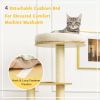 4 Levels Modern Wood Cat Tower with Washable Mats
