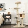 4-Layer 68.5-Inch Wooden Cat Tree Condo Activity Tower with Sisal Posts