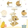 4 Levels Modern Wood Cat Tower with Washable Mats