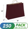 Wine Shopping Bags 16" x 6" x 12"; Pack of 250 Dark Wine Paper Bags with Handles Bulk; 150 GSM Wine Kraft Bags with Handles; Purple Wine Gift Bags Bul