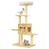 4 Levels Modern Wood Cat Tower with Washable Mats