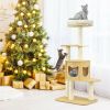 4 Levels Modern Wood Cat Tower with Washable Mats