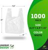 White Bio Plastic Bags with Handles 11.5 x 6.5 x 21; Pack of 1000 Large Polyethylene Plastic Bags for Small Business; Single Use Plastic Grocery Bags