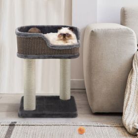 Multi-Level Cat Climbing Tree with Scratching Posts and Large Plush Perch (Color: gray)